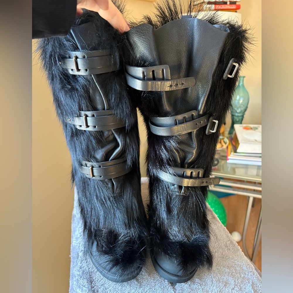 Celine Phoebe Philo era black wedge heel boots 37
